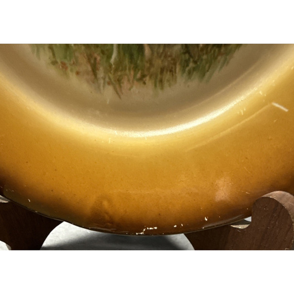 Old Latona Taylor Smith Taylor Hand Painted Plate Deer Rack Landscape Signed - Picture 11 of 13